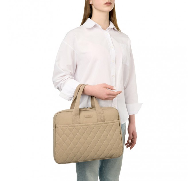 Жіноча ділова сумка-планшет з поліестера бежева BAGS4LIFE 88004