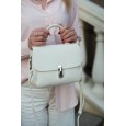 Жіноча сумка крос-боді з натуральної шкіри біло-молочна BAGS4LIFE 6072 з короткою жорсткою ручкою