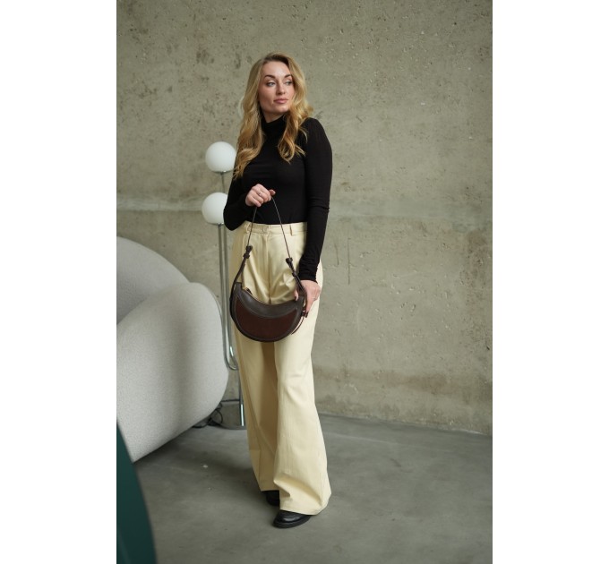 Сумка жіноча з натуральної шкіри та замші темно-коричнева BAGS4LIFE 703с