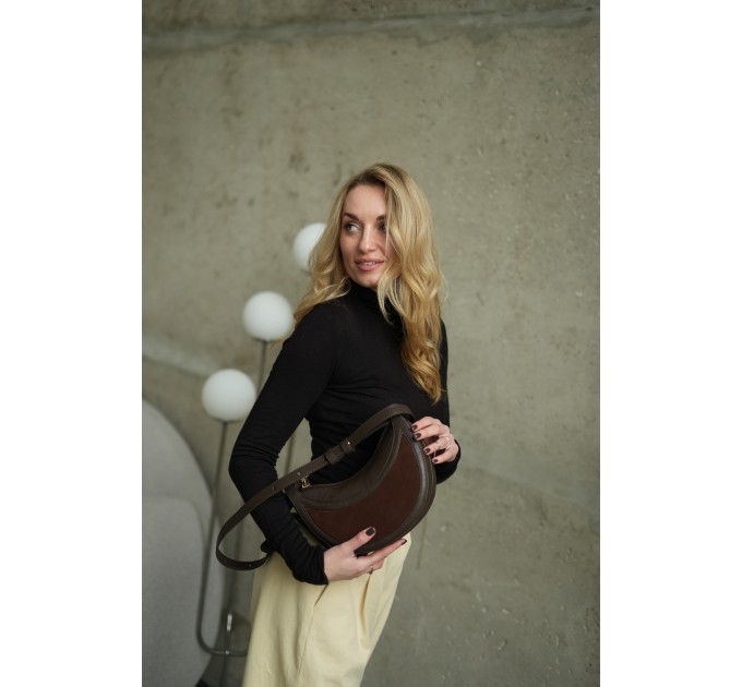 Сумка жіноча з натуральної шкіри та замші темно-коричнева BAGS4LIFE 703с