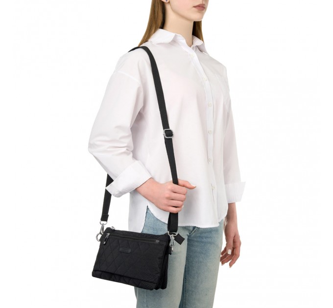Сумка кросс-боди женская из полиэстера черная BAGS4LIFE 88007 стеганный карман