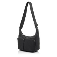 Сумка-месенджер жіноча з поліестера коричнева EPOL 6116-03 з накладними карманами