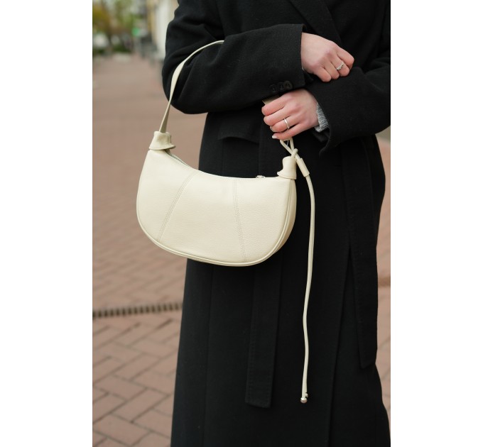 Женская сумка-хобо с натуральной кожи молочная BAGS4LIFE 716С