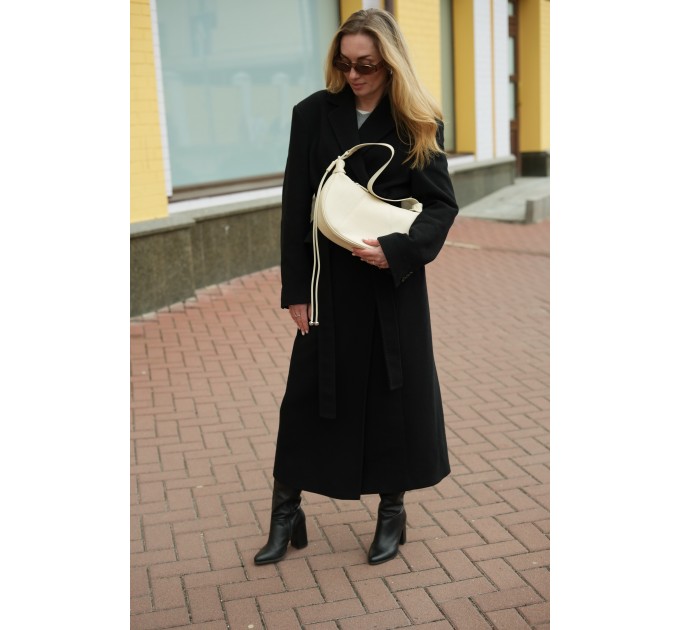 Женская сумка-хобо с натуральной кожи молочная BAGS4LIFE 716С