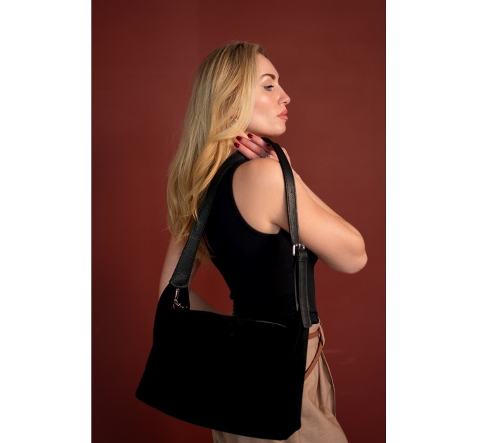 Женская сумка из натуральной кожи и замши черная Vito Torelli 1105 6003/1000