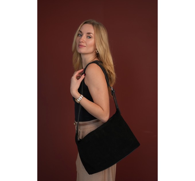Женская сумка из натуральной кожи и замши черная Vito Torelli 1105 6003/1000