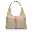 Женская сумка-шоппер из полиэстера светло-бежевая EPOL 6116-04 с накладными карманами