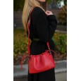 Жіноча сумка з натуральної шкіри червона BAGS4LIFE 99-57 із затяжками