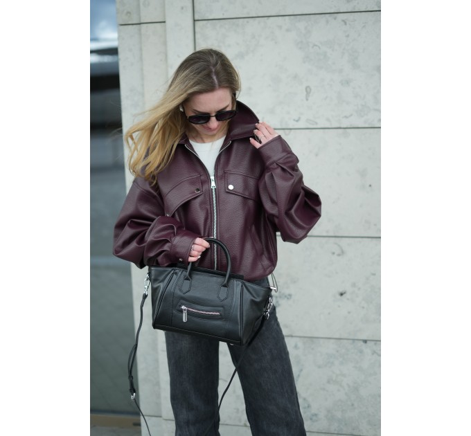 Женская сумка с натуральной кожи черная BAGS4LIFE (T) 99070 с ремешком