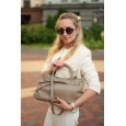 Женская сумка-тоут с натуральной кожи серо-бежевая BAGS4LIFE 7019 с ремешком
