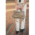 Женская сумка-тоут с натуральной кожи серо-бежевая BAGS4LIFE 7019 с ремешком