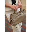 Женская сумка-тоут с натуральной кожи серо-бежевая BAGS4LIFE 7019 с ремешком