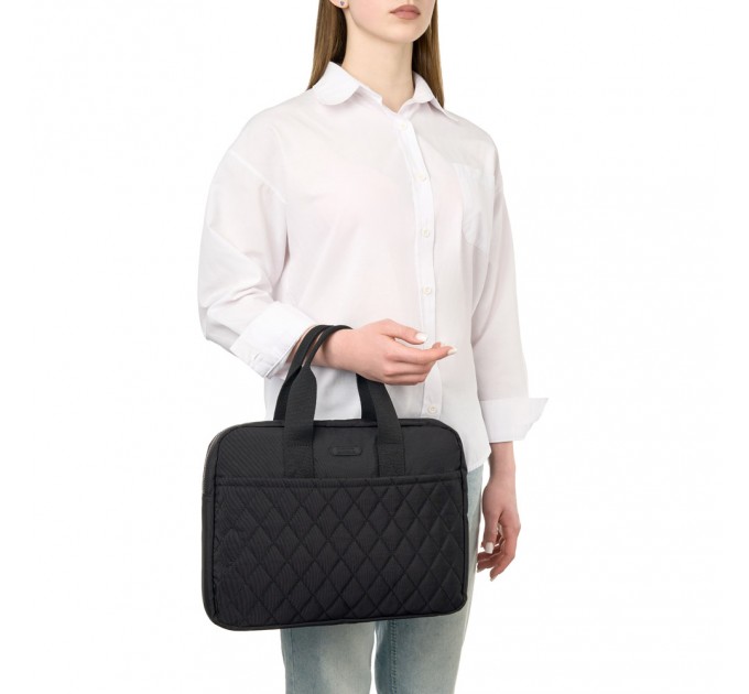 Жіноча ділова сумка-планшет з поліестера чорна BAGS4LIFE 88004