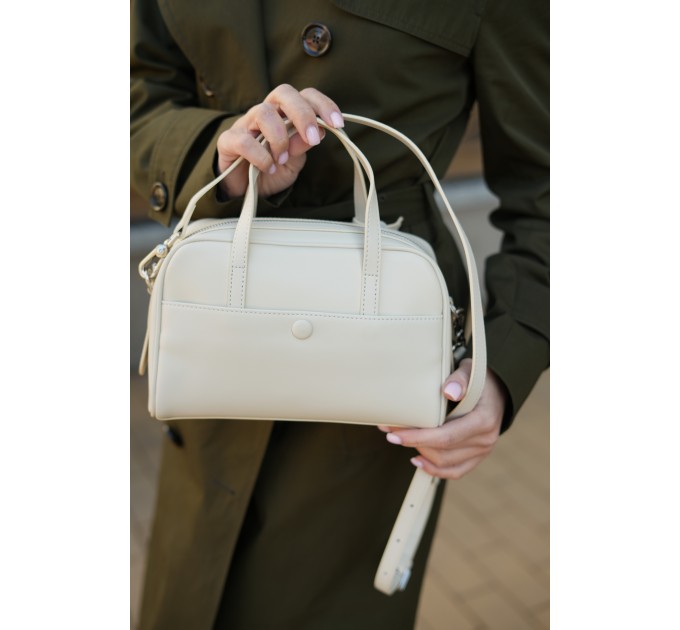 Сумка жіноча з натуральної шкіри біло-молочна BAGS4LIFE (T) 5159