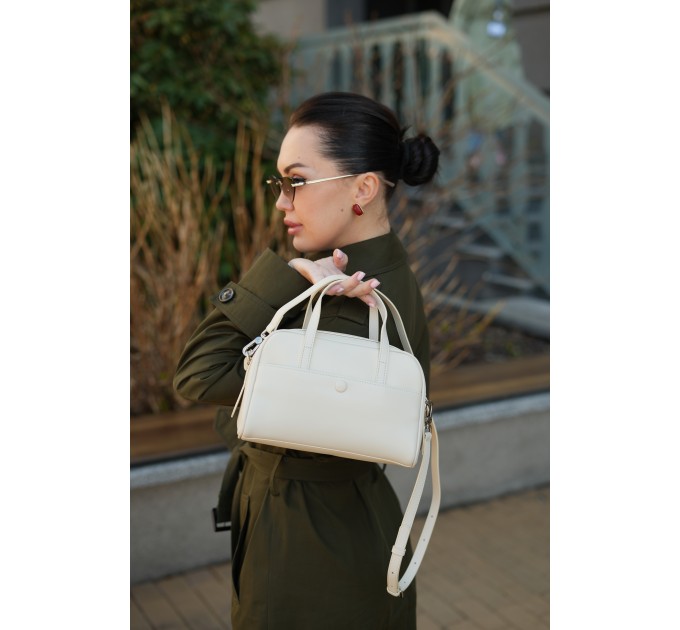 Сумка жіноча з натуральної шкіри біло-молочна BAGS4LIFE (T) 5159