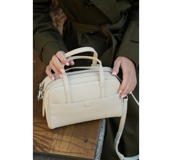Сумка жіноча з натуральної шкіри біло-молочна BAGS4LIFE (T) 5159