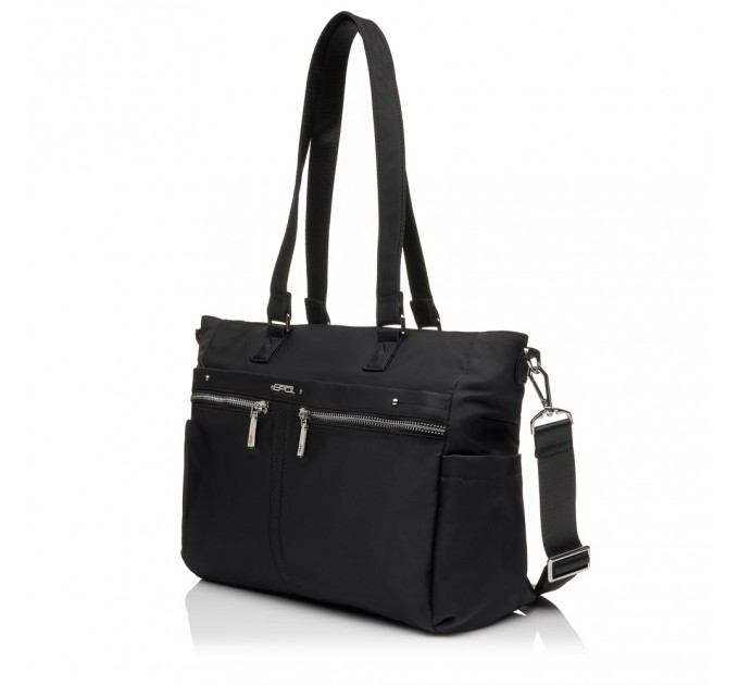 Женская деловая сумка-шоппер из полиэстера черная EPOL 6102-07