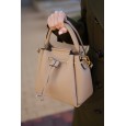 Сумка женская с натуральной кожи бежевая BAGS4LIFE 81899 с длинной ручкой