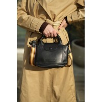 Сумка жіноча з натуральної шкіри чорна BAGS4LIFE 2214 з клапаном та кнопкою