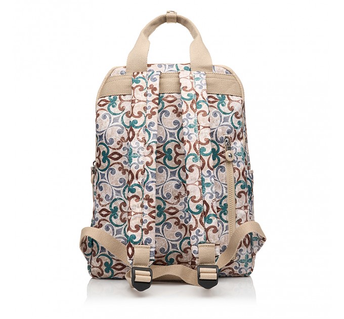 Рюкзак женский из полиэстера бежевый принт BAGS4LIFE 91101 с ручками