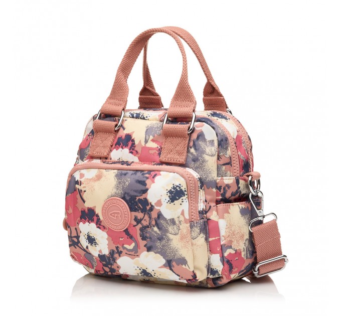 Сумка жіноча з поліестера рожевий принт BAGS4LIFE 91403 з двома ручками