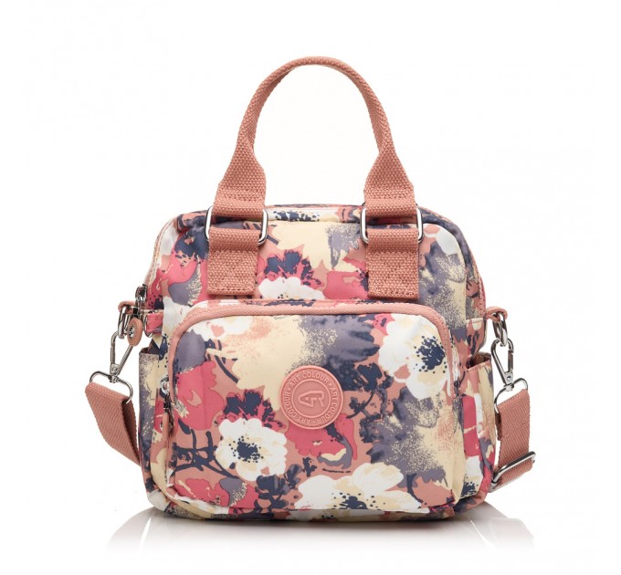 Сумка жіноча з поліестера рожевий принт BAGS4LIFE 91403 з двома ручками