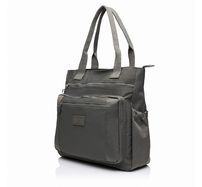 Жіноча сумка-шопер з поліестера сіра BAGS4LIFE 5195 з короткими ручками