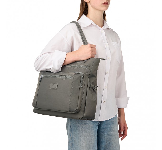Жіноча сумка-шопер з поліестера сіра BAGS4LIFE 5195 з короткими ручками