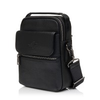 Чоловіча сумка-месенджер з натуральної шкіри чорна BAGS4LIFE MAN 7109 з короткою ручкою
