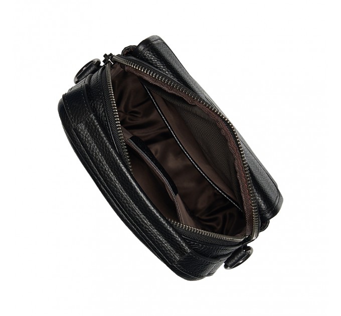 Чоловіча сумка-месенджер з натуральної шкіри чорна BAGS4LIFE MAN 7109 з короткою ручкою