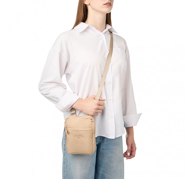 Жіноча сумка крос-боді золотисто-бежева BAGS4LIFE 66316 вертикальна
