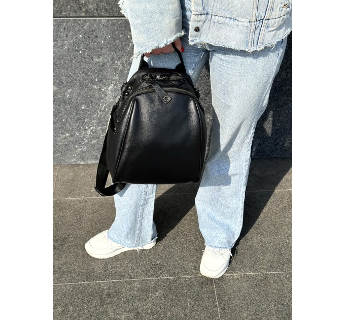 Рюкзак женский из натуральной кожи черный BAGS4LIFE 706