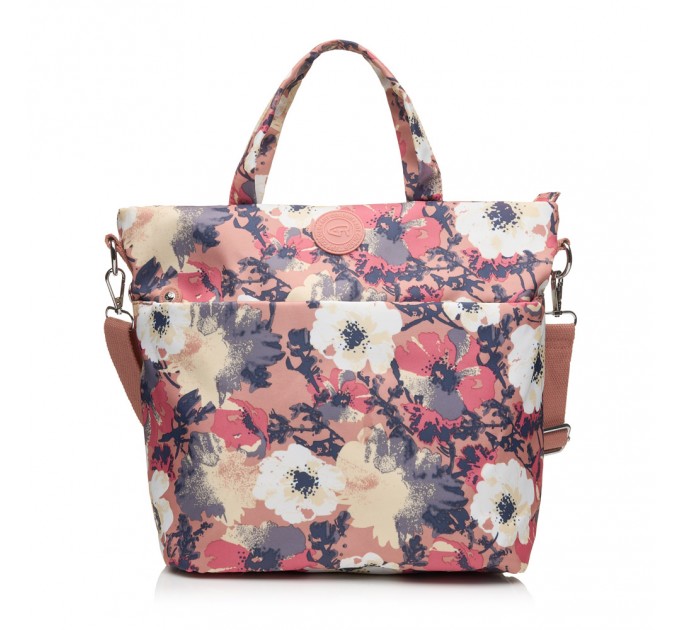 Сумка-шопер жіноча з поліестера рожевий принт BAGS4LIFE 91406 з двома ручками