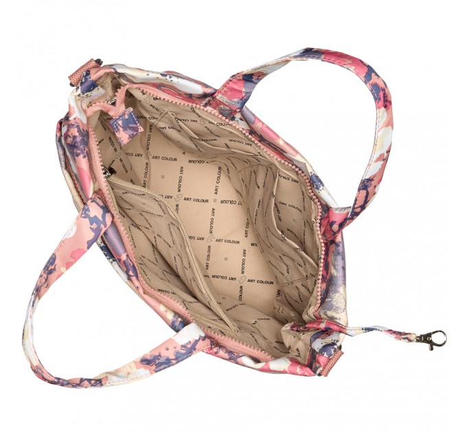 Сумка-шопер жіноча з поліестера рожевий принт BAGS4LIFE 91406 з двома ручками