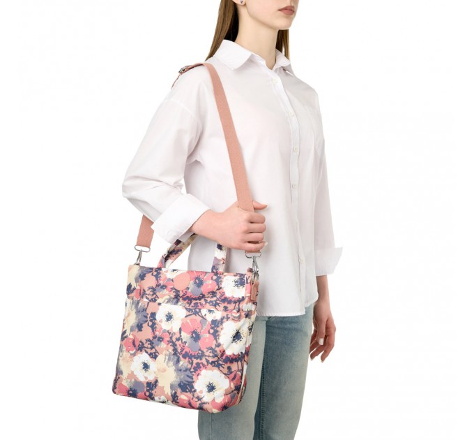 Сумка-шопер жіноча з поліестера рожевий принт BAGS4LIFE 91406 з двома ручками