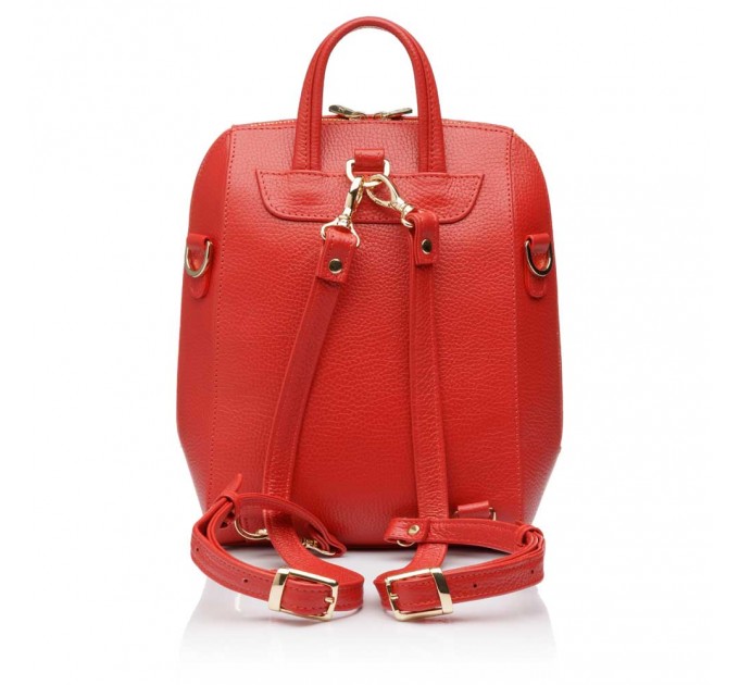 Рюкзак жіночий з натуральної шкіри червоний Vito Torelli 1012 міні