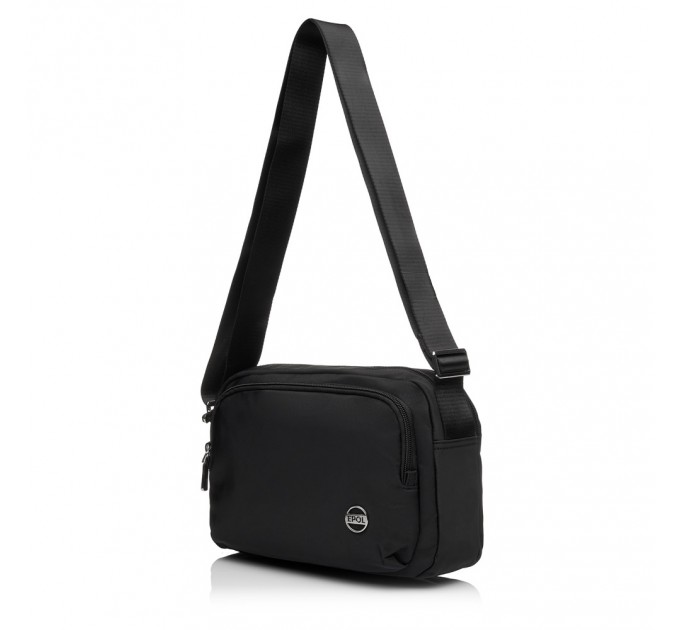 Сумка крос-боді жіноча з поліестера чорна EPOL 6105-04 з кишенею
