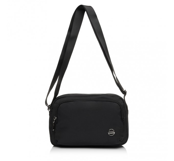 Сумка крос-боді жіноча з поліестера чорна EPOL 6105-04 з кишенею