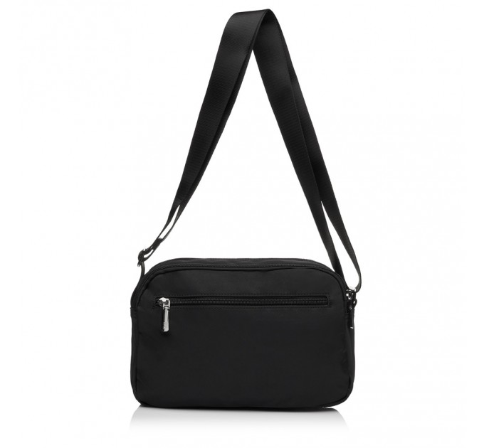 Сумка крос-боді жіноча з поліестера чорна EPOL 6105-04 з кишенею