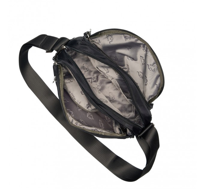 Сумка крос-боді жіноча з поліестера чорна EPOL 6105-04 з кишенею