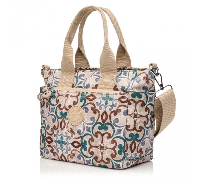 Сумка-тоут женская из полиэстера бежевый принт BAGS4LIFE 91103 с двумя ручками