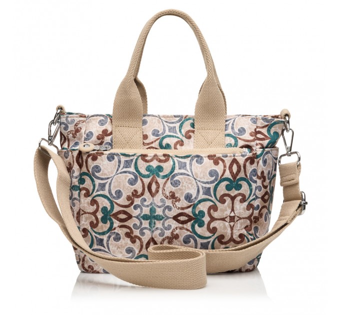 Сумка-тоут женская из полиэстера бежевый принт BAGS4LIFE 91103 с двумя ручками