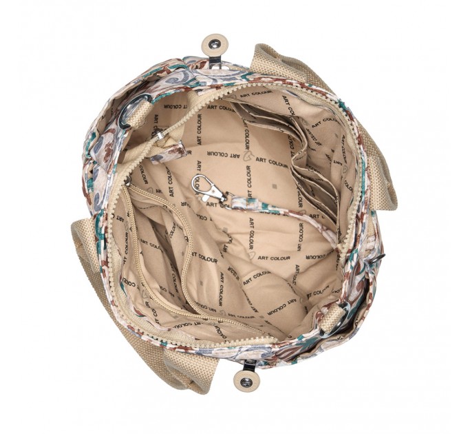 Сумка-тоут женская из полиэстера бежевый принт BAGS4LIFE 91103 с двумя ручками