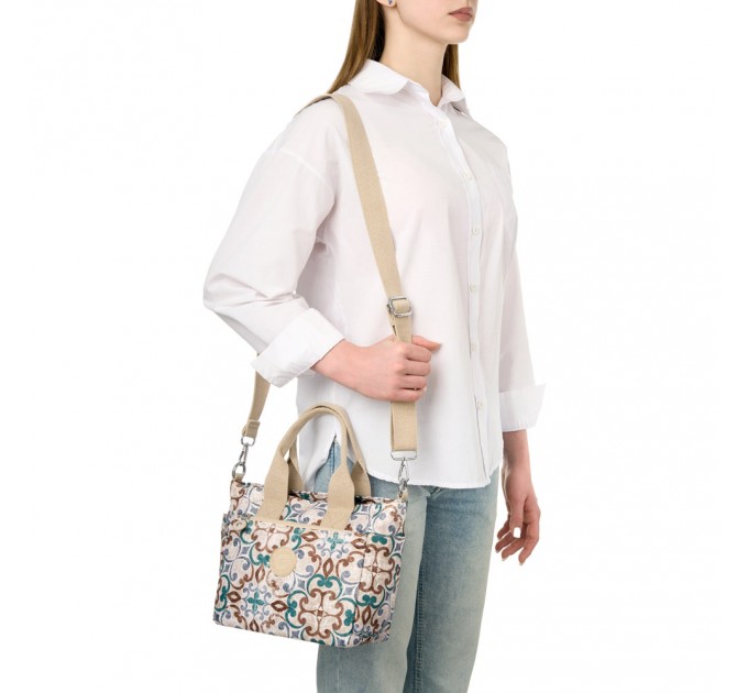 Сумка-тоут женская из полиэстера бежевый принт BAGS4LIFE 91103 с двумя ручками