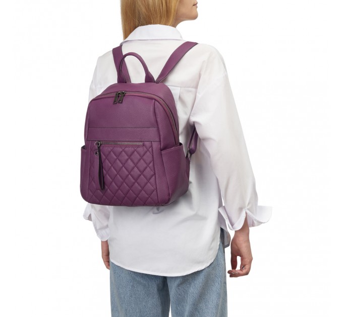 Рюкзак з натуральної шкіри жіночий фіолетовий BAGS4LIFE 1119