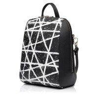 Женский рюкзак сумка из натуральной кожи Vito Torelli 1012 мини черно-белый 1718/1000