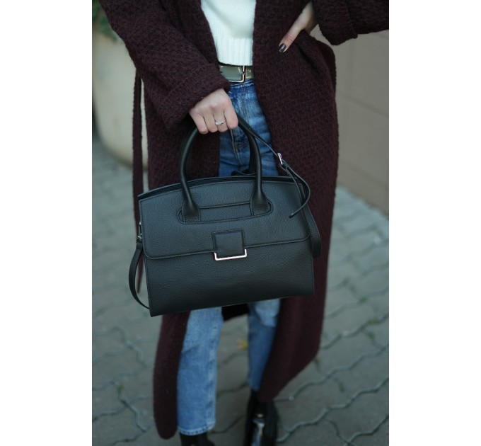 Жіноча сумка з натуральної шкіри чорна BAGS4LIFE 89190