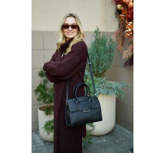 Жіноча сумка з натуральної шкіри чорна BAGS4LIFE 89190