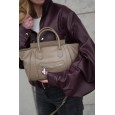 Жіноча сумка з натуральної шкіри сіро-бежева BAGS4LIFE (T) 99070 з ремінцем