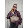 Жіноча сумка з натуральної шкіри сіро-бежева BAGS4LIFE (T) 99070 з ремінцем